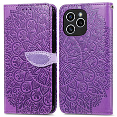 Coque Portefeuille Motif Fantaisie Livre Cuir Etui Clapet S04D pour Huawei Honor 60 SE 5G Violet