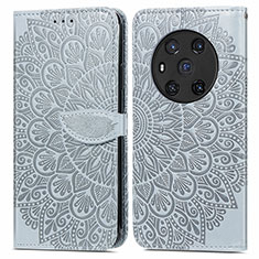 Coque Portefeuille Motif Fantaisie Livre Cuir Etui Clapet S04D pour Huawei Honor Magic3 5G Gris