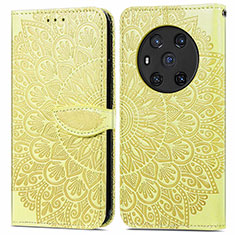 Coque Portefeuille Motif Fantaisie Livre Cuir Etui Clapet S04D pour Huawei Honor Magic3 5G Jaune