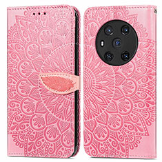 Coque Portefeuille Motif Fantaisie Livre Cuir Etui Clapet S04D pour Huawei Honor Magic3 5G Or Rose