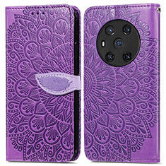 Coque Portefeuille Motif Fantaisie Livre Cuir Etui Clapet S04D pour Huawei Honor Magic3 5G Violet