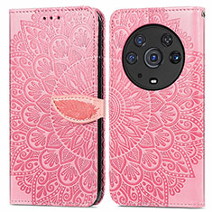 Coque Portefeuille Motif Fantaisie Livre Cuir Etui Clapet S04D pour Huawei Honor Magic3 Pro 5G Or Rose