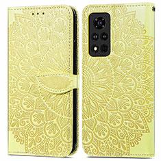 Coque Portefeuille Motif Fantaisie Livre Cuir Etui Clapet S04D pour Huawei Honor V40 5G Jaune