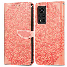 Coque Portefeuille Motif Fantaisie Livre Cuir Etui Clapet S04D pour Huawei Honor V40 5G Orange