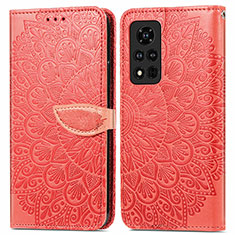 Coque Portefeuille Motif Fantaisie Livre Cuir Etui Clapet S04D pour Huawei Honor V40 5G Rouge