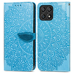 Coque Portefeuille Motif Fantaisie Livre Cuir Etui Clapet S04D pour Huawei Honor X30i Bleu