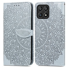 Coque Portefeuille Motif Fantaisie Livre Cuir Etui Clapet S04D pour Huawei Honor X30i Gris