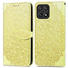 Coque Portefeuille Motif Fantaisie Livre Cuir Etui Clapet S04D pour Huawei Honor X30i Jaune