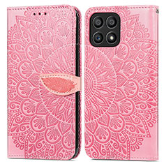 Coque Portefeuille Motif Fantaisie Livre Cuir Etui Clapet S04D pour Huawei Honor X30i Or Rose