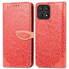 Coque Portefeuille Motif Fantaisie Livre Cuir Etui Clapet S04D pour Huawei Honor X30i Rouge