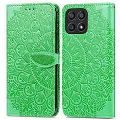 Coque Portefeuille Motif Fantaisie Livre Cuir Etui Clapet S04D pour Huawei Honor X30i Vert