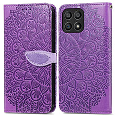 Coque Portefeuille Motif Fantaisie Livre Cuir Etui Clapet S04D pour Huawei Honor X30i Violet