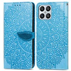 Coque Portefeuille Motif Fantaisie Livre Cuir Etui Clapet S04D pour Huawei Honor X8 4G Bleu