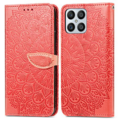 Coque Portefeuille Motif Fantaisie Livre Cuir Etui Clapet S04D pour Huawei Honor X8 4G Rouge