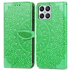 Coque Portefeuille Motif Fantaisie Livre Cuir Etui Clapet S04D pour Huawei Honor X8 4G Vert