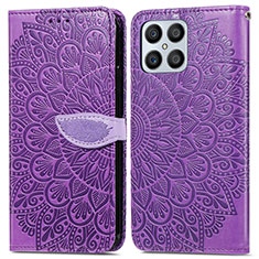 Coque Portefeuille Motif Fantaisie Livre Cuir Etui Clapet S04D pour Huawei Honor X8 4G Violet