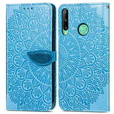 Coque Portefeuille Motif Fantaisie Livre Cuir Etui Clapet S04D pour Huawei P40 Lite E Bleu