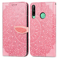 Coque Portefeuille Motif Fantaisie Livre Cuir Etui Clapet S04D pour Huawei P40 Lite E Or Rose