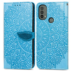 Coque Portefeuille Motif Fantaisie Livre Cuir Etui Clapet S04D pour Motorola Moto E20 Bleu