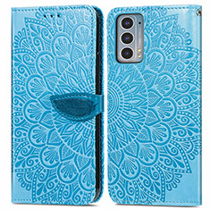 Coque Portefeuille Motif Fantaisie Livre Cuir Etui Clapet S04D pour Motorola Moto Edge 20 5G Bleu