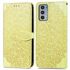 Coque Portefeuille Motif Fantaisie Livre Cuir Etui Clapet S04D pour Motorola Moto Edge 20 5G Jaune