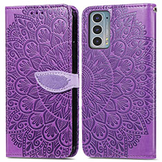 Coque Portefeuille Motif Fantaisie Livre Cuir Etui Clapet S04D pour Motorola Moto Edge 20 5G Violet