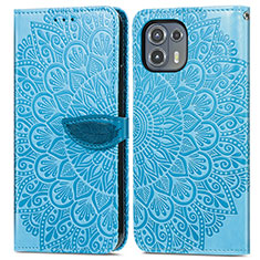 Coque Portefeuille Motif Fantaisie Livre Cuir Etui Clapet S04D pour Motorola Moto Edge 20 Lite 5G Bleu