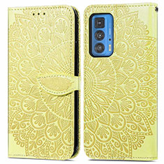 Coque Portefeuille Motif Fantaisie Livre Cuir Etui Clapet S04D pour Motorola Moto Edge 20 Pro 5G Jaune