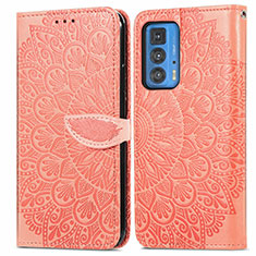 Coque Portefeuille Motif Fantaisie Livre Cuir Etui Clapet S04D pour Motorola Moto Edge 20 Pro 5G Orange