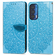 Coque Portefeuille Motif Fantaisie Livre Cuir Etui Clapet S04D pour Motorola Moto Edge (2021) 5G Bleu