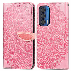 Coque Portefeuille Motif Fantaisie Livre Cuir Etui Clapet S04D pour Motorola Moto Edge (2021) 5G Or Rose