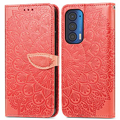 Coque Portefeuille Motif Fantaisie Livre Cuir Etui Clapet S04D pour Motorola Moto Edge (2021) 5G Rouge