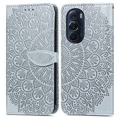 Coque Portefeuille Motif Fantaisie Livre Cuir Etui Clapet S04D pour Motorola Moto Edge 30 Pro 5G Gris