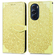 Coque Portefeuille Motif Fantaisie Livre Cuir Etui Clapet S04D pour Motorola Moto Edge 30 Pro 5G Jaune