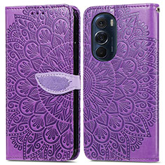 Coque Portefeuille Motif Fantaisie Livre Cuir Etui Clapet S04D pour Motorola Moto Edge 30 Pro 5G Violet