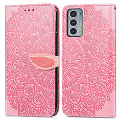 Coque Portefeuille Motif Fantaisie Livre Cuir Etui Clapet S04D pour Motorola Moto Edge Lite 5G Or Rose