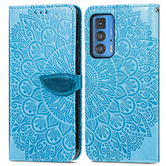 Coque Portefeuille Motif Fantaisie Livre Cuir Etui Clapet S04D pour Motorola Moto Edge S Pro 5G Bleu