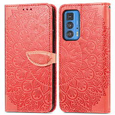 Coque Portefeuille Motif Fantaisie Livre Cuir Etui Clapet S04D pour Motorola Moto Edge S Pro 5G Rouge