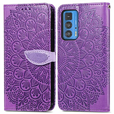 Coque Portefeuille Motif Fantaisie Livre Cuir Etui Clapet S04D pour Motorola Moto Edge S Pro 5G Violet