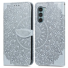 Coque Portefeuille Motif Fantaisie Livre Cuir Etui Clapet S04D pour Motorola Moto Edge S30 5G Gris