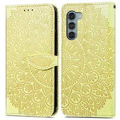 Coque Portefeuille Motif Fantaisie Livre Cuir Etui Clapet S04D pour Motorola Moto Edge S30 5G Jaune