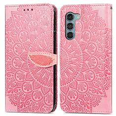 Coque Portefeuille Motif Fantaisie Livre Cuir Etui Clapet S04D pour Motorola Moto Edge S30 5G Or Rose