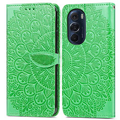 Coque Portefeuille Motif Fantaisie Livre Cuir Etui Clapet S04D pour Motorola Moto Edge X30 5G Vert