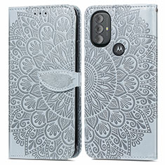 Coque Portefeuille Motif Fantaisie Livre Cuir Etui Clapet S04D pour Motorola Moto G Play (2023) Gris