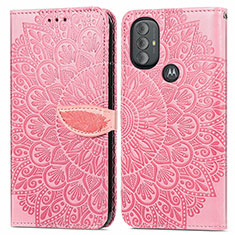 Coque Portefeuille Motif Fantaisie Livre Cuir Etui Clapet S04D pour Motorola Moto G Play (2023) Or Rose