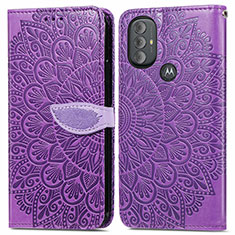 Coque Portefeuille Motif Fantaisie Livre Cuir Etui Clapet S04D pour Motorola Moto G Play Gen 2 Violet