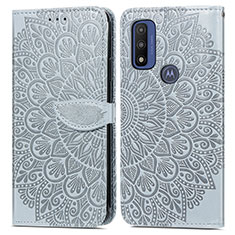 Coque Portefeuille Motif Fantaisie Livre Cuir Etui Clapet S04D pour Motorola Moto G Pure Gris