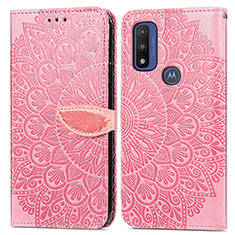 Coque Portefeuille Motif Fantaisie Livre Cuir Etui Clapet S04D pour Motorola Moto G Pure Or Rose