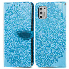 Coque Portefeuille Motif Fantaisie Livre Cuir Etui Clapet S04D pour Motorola Moto G Stylus (2021) Bleu