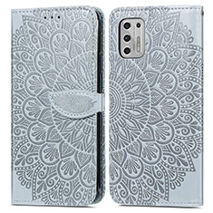 Coque Portefeuille Motif Fantaisie Livre Cuir Etui Clapet S04D pour Motorola Moto G Stylus (2021) Gris